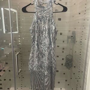 Elegant Silver Sequin Dress